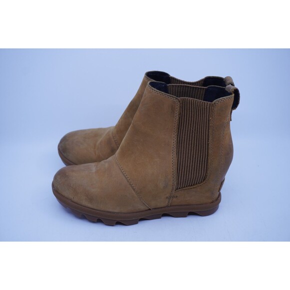 Sorel Brown Leather Joan Of Arctic Wedge II Chelsea Camel Size 6.5 NL3022-224 - Picture 3 of 7